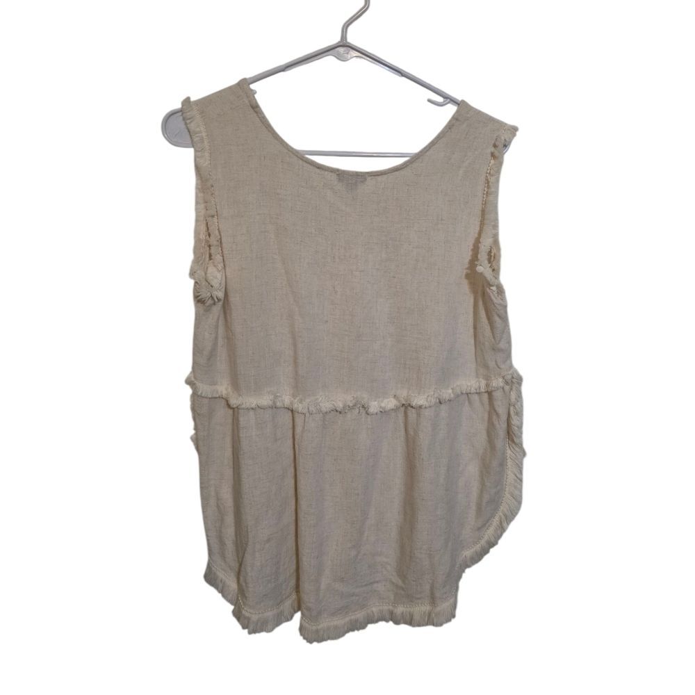 Coco + Carmen Runway Fringe Linen Blend Sleeveless Top S/M - Picture 4 of 5
